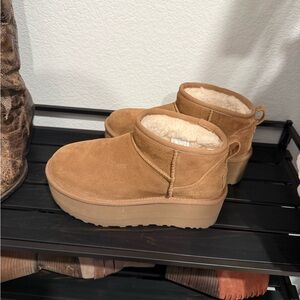 UGG Tan Suede Platform Boots